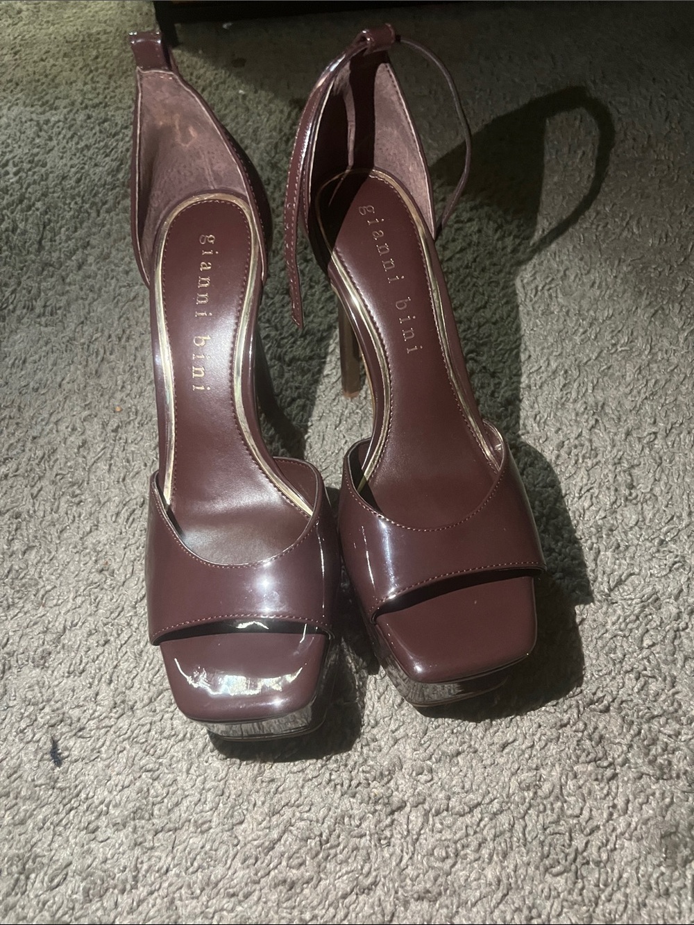 Gianni Bini Burgundy Patent Platform Heels